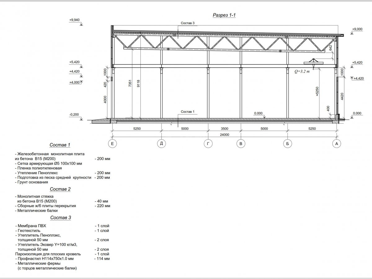 Планировка Склад с АБК из сэндвич панелей -  фото 3