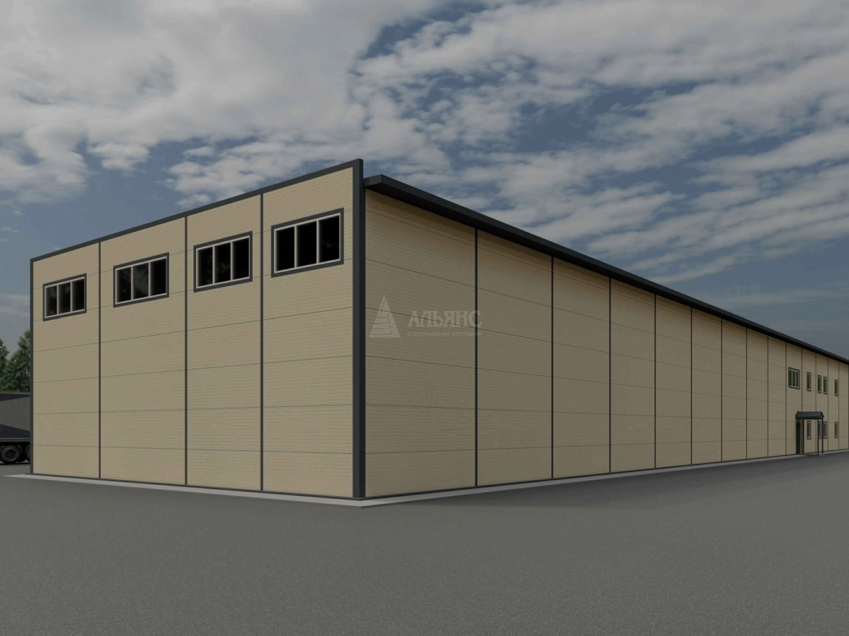 3D визуализация Склад с АБК из сэндвич-панелей - фото 4